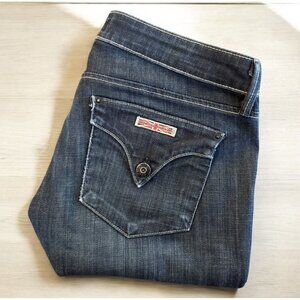 Hudson Jeans Carly Straight Leg 28 x 38‎ Dark Wash Flap Pocket Low Rise